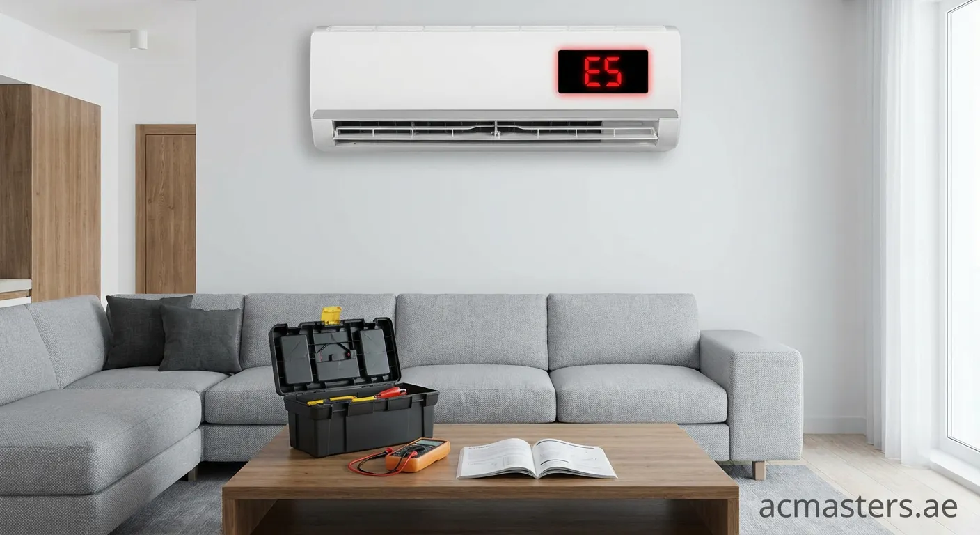 Air conditioner indoor unit display showing E5 error code