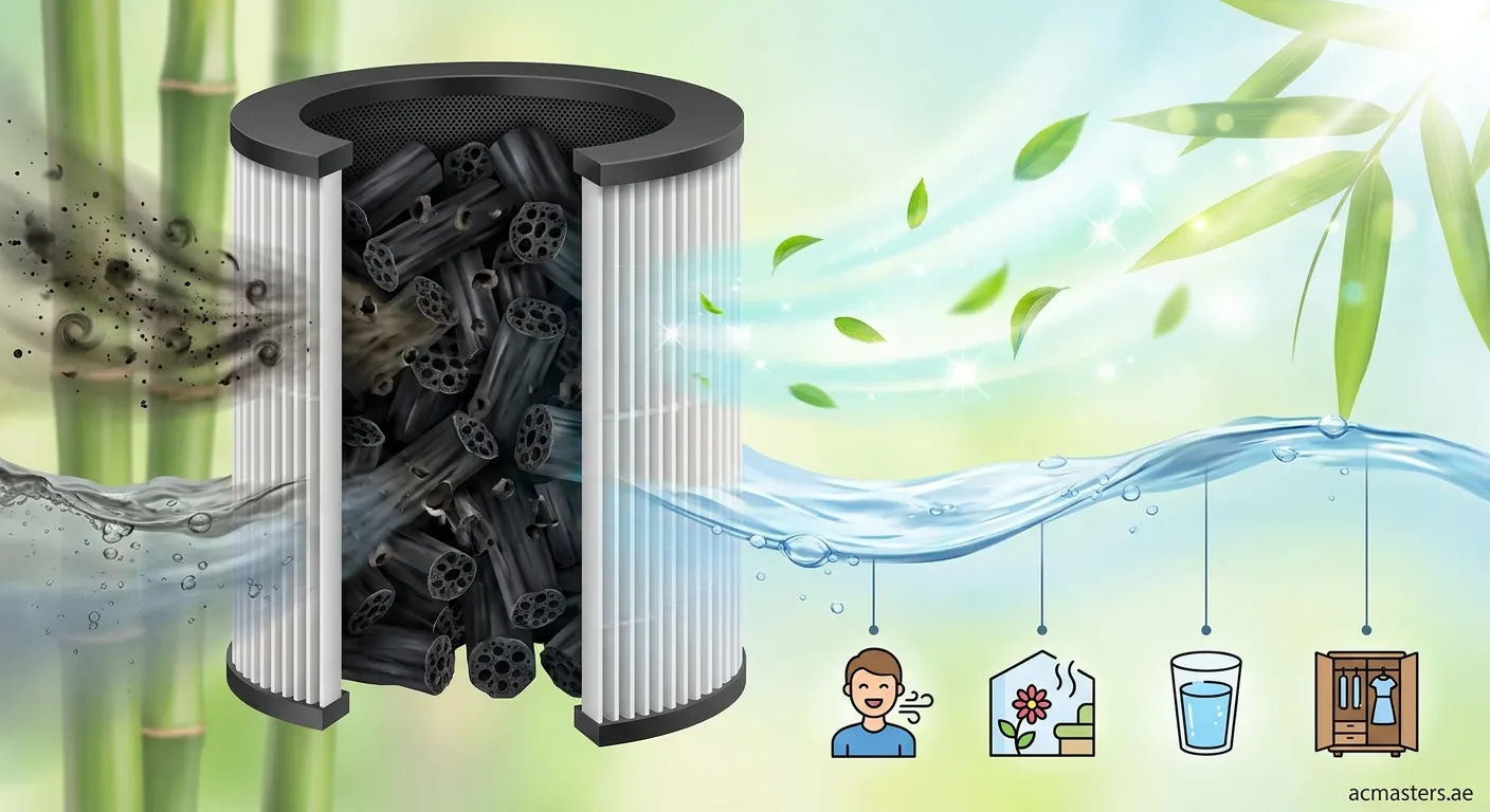 Bamboo charcoal air filter showing natural purification properties
