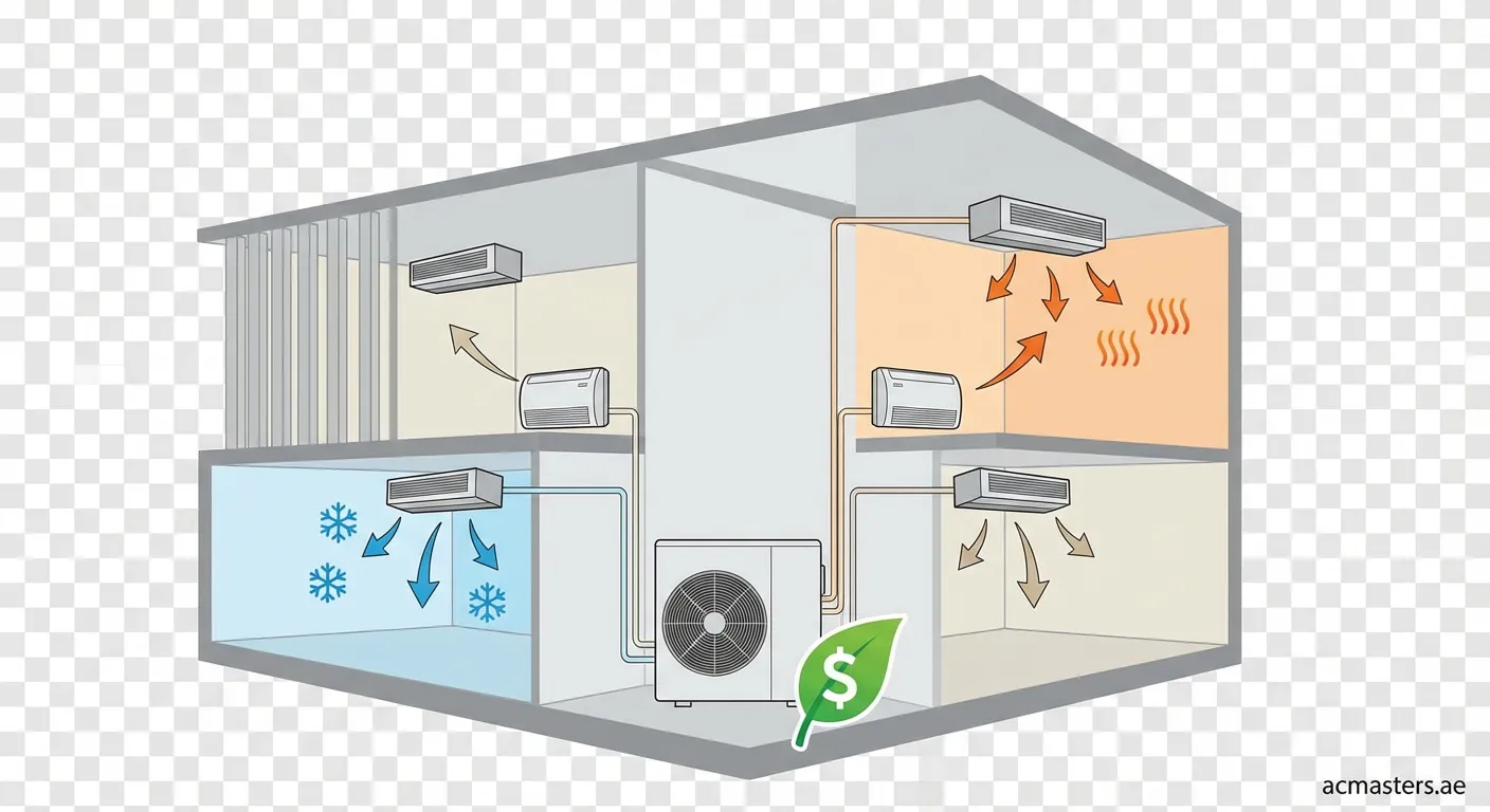 Variable refrigerant flow outdoor unit installed on commercial building rooftop