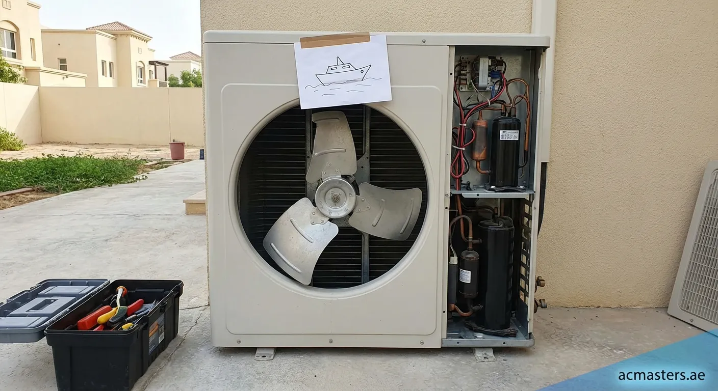 Outdoor air conditioner unit making a loud boat-like noise