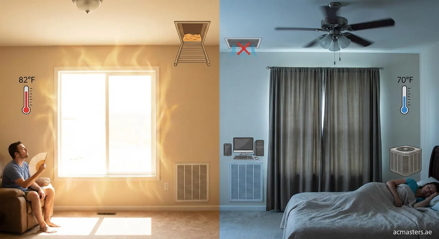 Thermometer showing temperature difference between rooms in a house