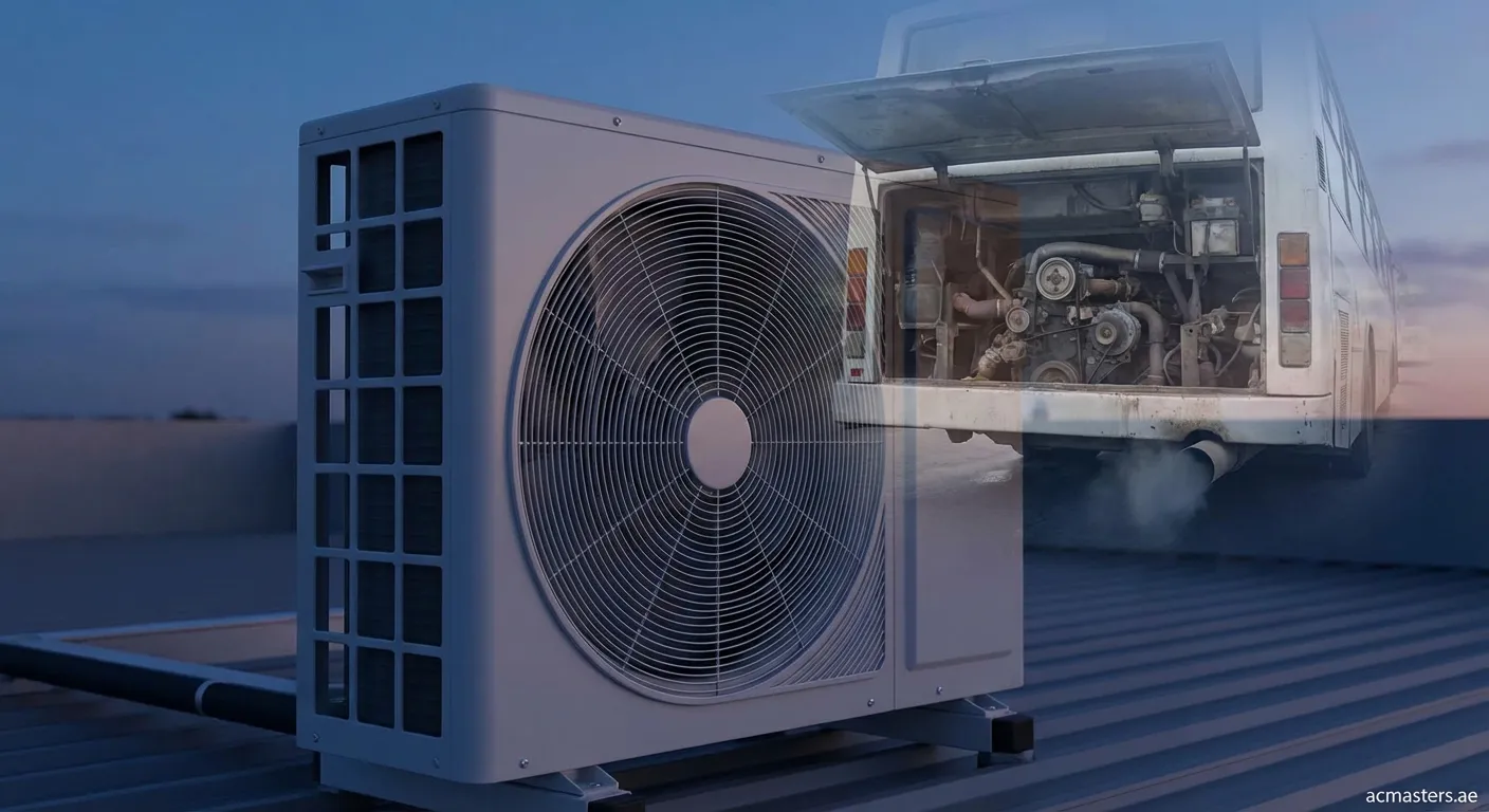 Outdoor air conditioner unit making a loud rumbling bus sound